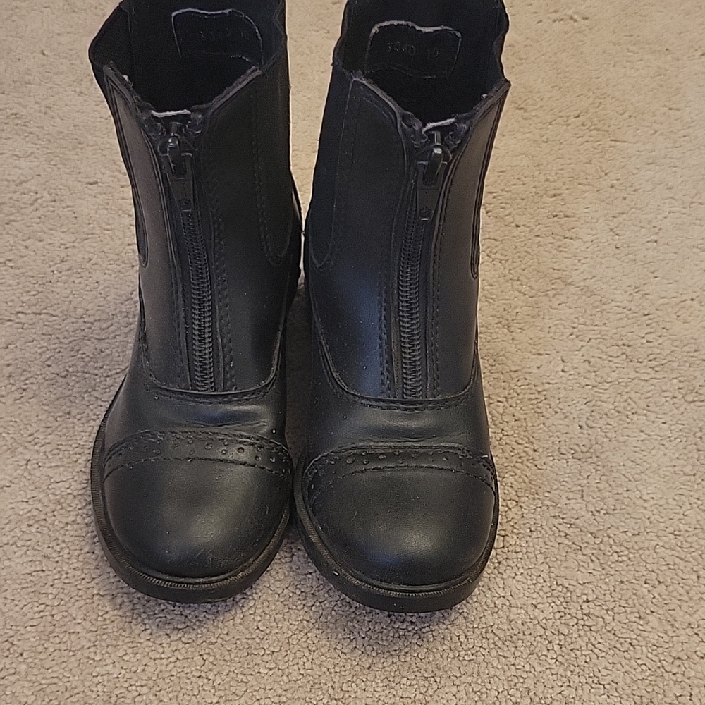 Black Leather Zip-Up Boots